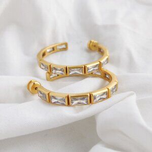 Julie Vos Antonia Cubic Zirconia Gold Hoop Earrings